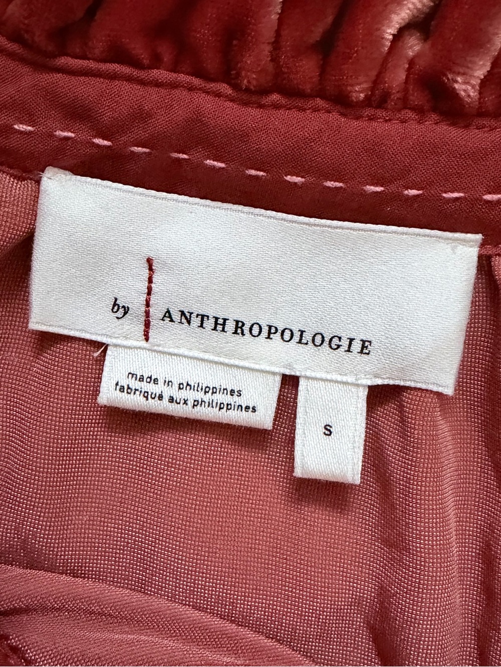 Anthropologie Kristianne Velvet Blouse in the burnt orange/rust Oversized Ruffle - Picture 5 of 10